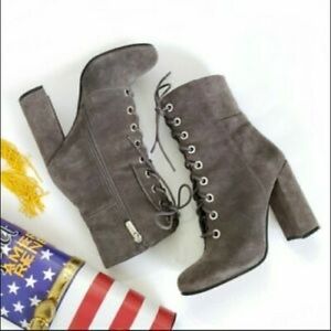 Vince Camuto Women's Gray Teisha Lace-up Booties